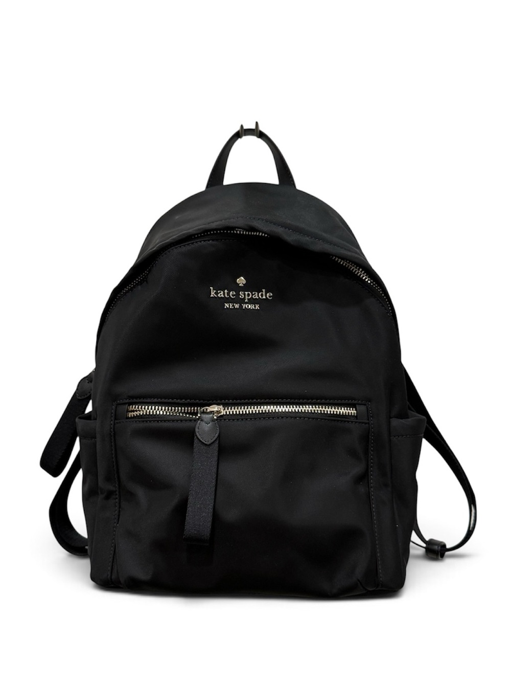 Kat Spade NY Chelsea Black Nylon Compact Backpack with Front Zip Pocket